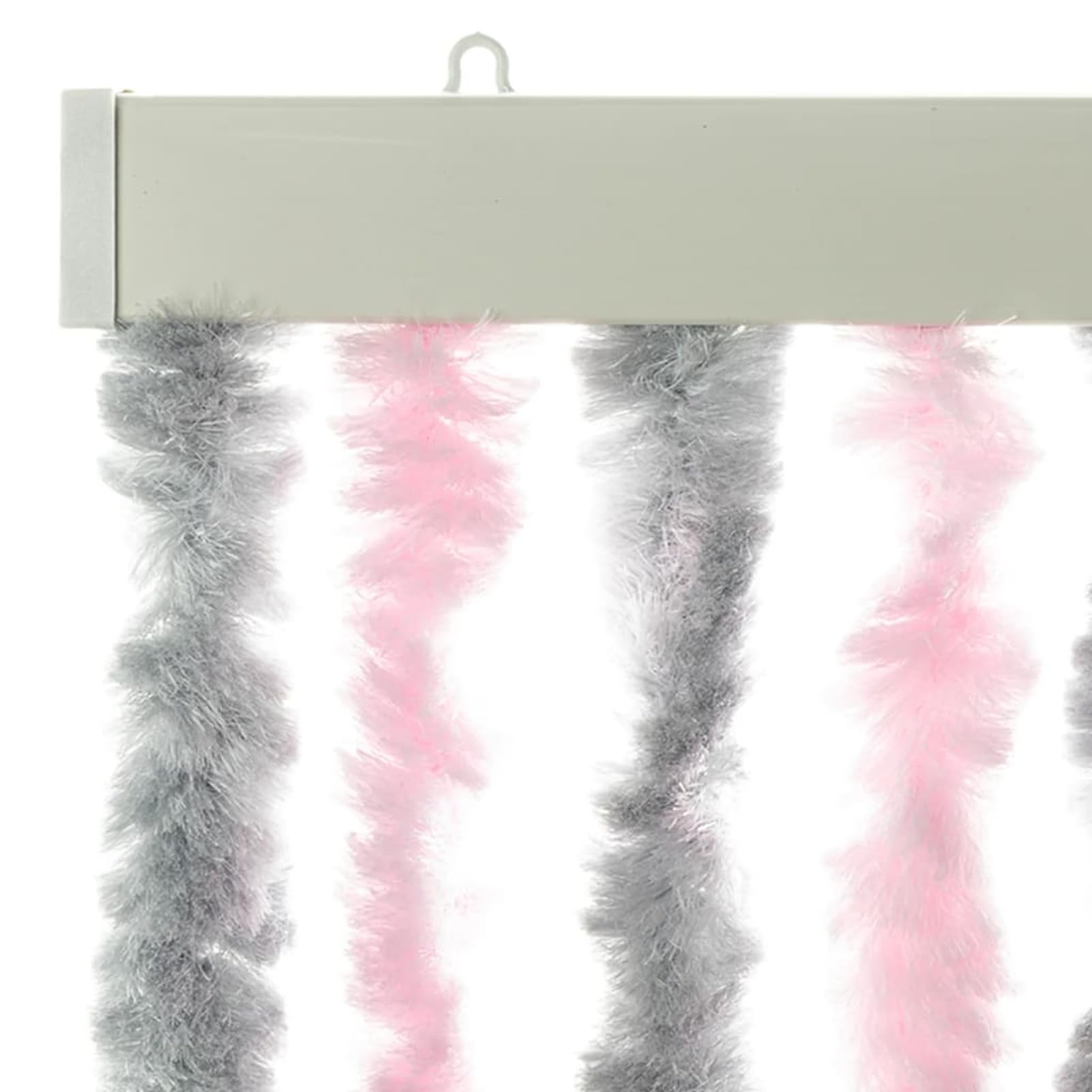 Tenda Antimosche Grigio Argento e Rosa 90x220 cm in Ciniglia,Tenda Antimosche per Finestre e Porte Leggera Resistente all'Acqua Silenziosa Zanzariera Antiisetti-377363