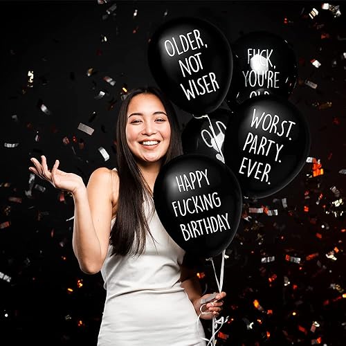 Miniatura 5 de 32 globos de fiesta NSFW para adultos con 10 frases rudas, ofensivas y sarcásticas diferentes, para adultos