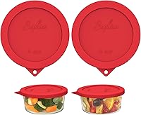 Vista 18 de Sophico Tapas Redondas de Almacenamiento de Silicona de 4 Tazas de Repuesto para Tazones de Vidrio Anchor Hocking y Pyrex 7201-PC