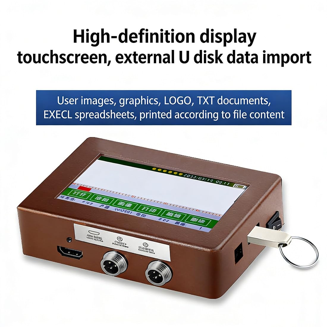 Etichettatrice Portatile con Touch Screen, Codificatrice a Getto D’Inchiostro Ad Asciugatura Rapida, Testina Girevole 360°, per Etichetta, QR Code, Numero di Lotto, Data di Scadenza B