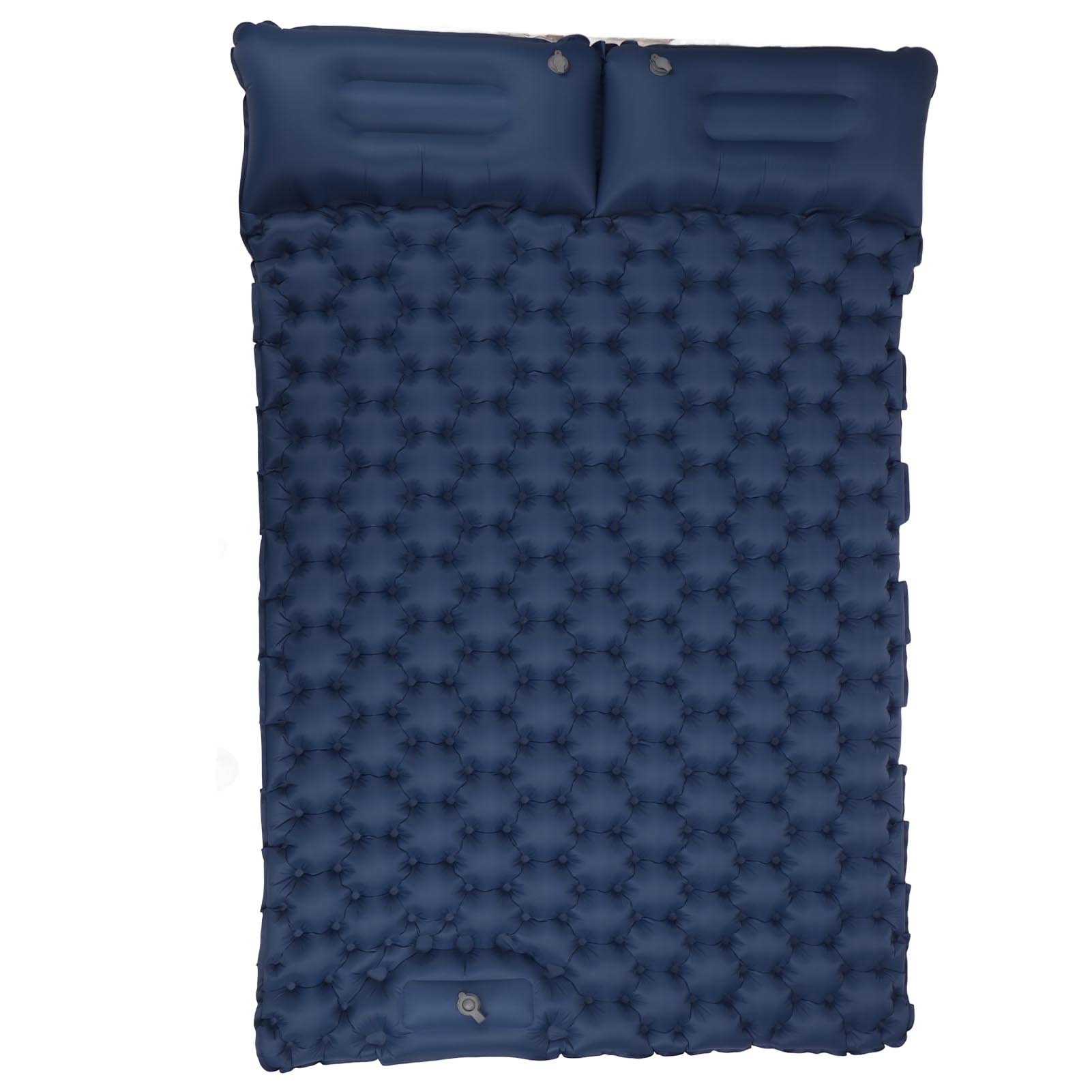 Colchoneta Inflable Doble para Acampar con Almohada, Colchoneta Doble Autoinflable con Almohada, Colchoneta De Nailon Impermeable para Exteriores para Senderismo, Camping (Azul Oscuro)