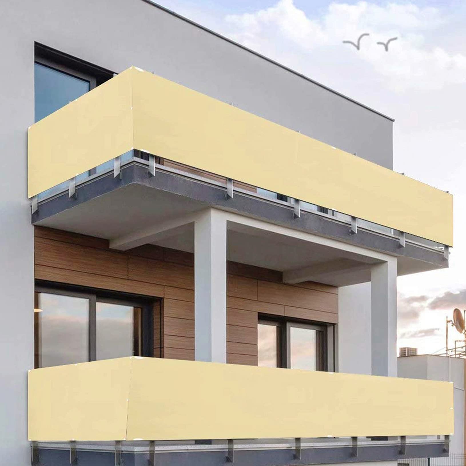 Protección UV de 1 x 8 m para porche y terraza, solución de sombra fácil de limpiar para patio trasero y patio, barrera de parasol de color crema