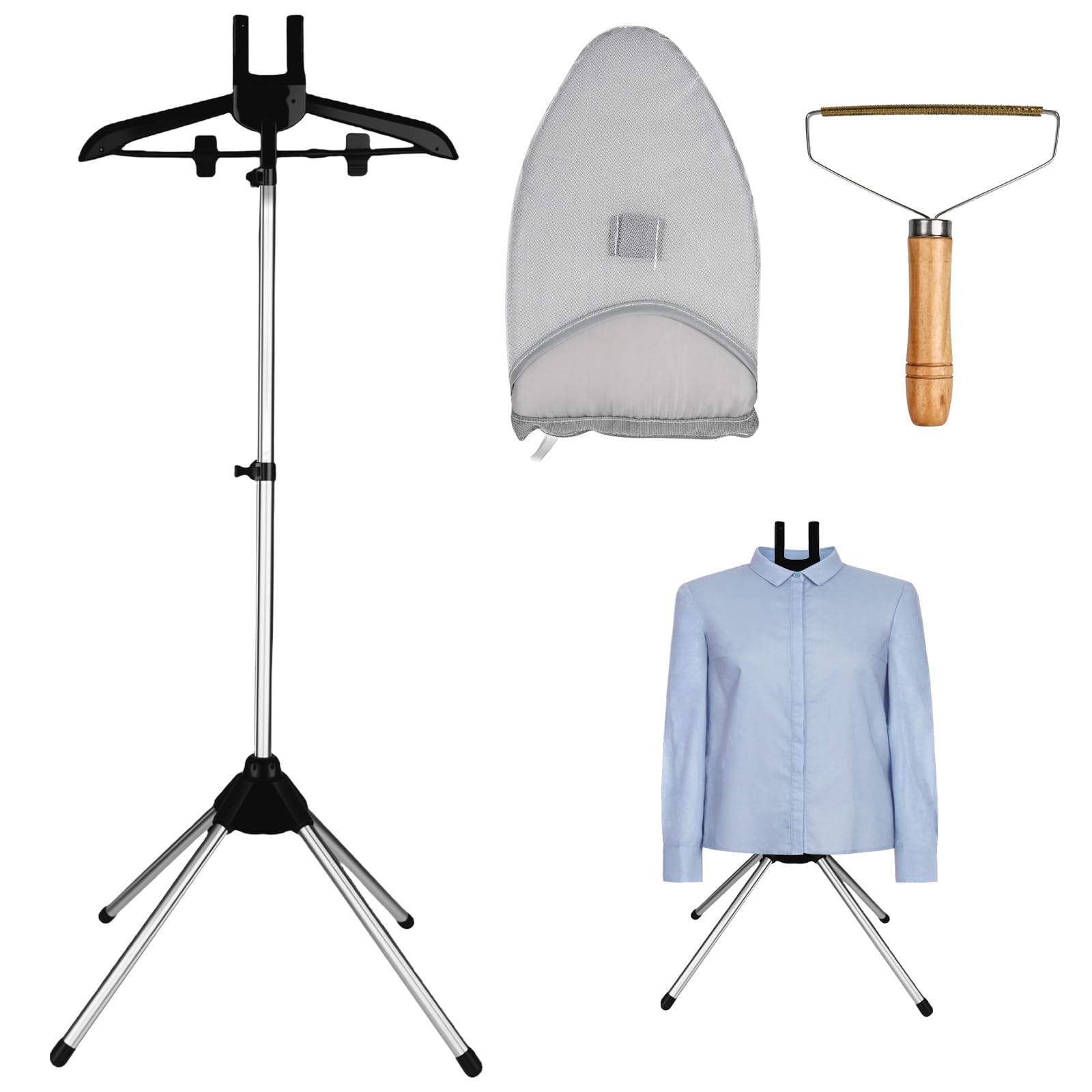 Supporto per vapore, supporto per vaporizzatore per indumenti con guanti da stiro, supporto telescopico pieghevole per vestiti a vapore, appendiabiti a vapore per indumenti, supporto per