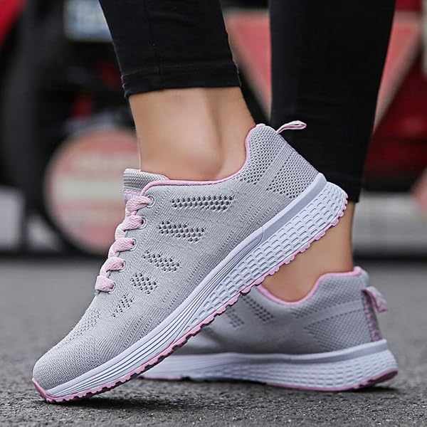 Sneakers Women Breathable Running Shoes Women Sports Shoes Athletic Lightweight Flat Lace Up Black Blue Pink 35-44 EU - 2