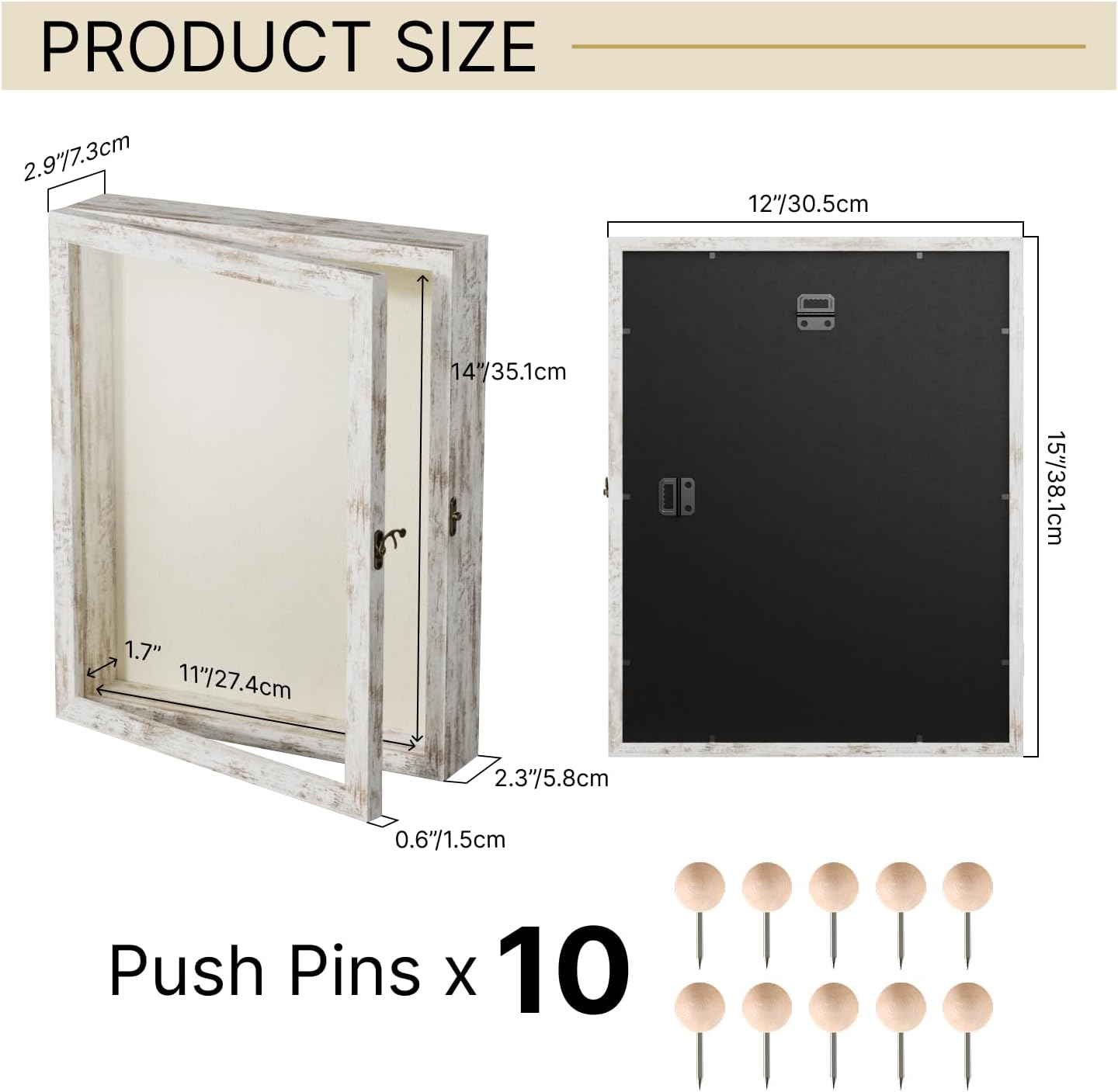 11x14 Shadow Box Frame with Real Glass, Double Door Display Case