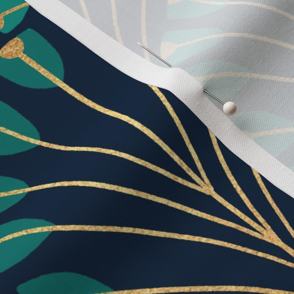 Spoonflower Fabric - Small Floral Geometric Art Deco Feather 1920S Printed on Petal Signature Cotton Fabric Fat Quarter - Sewing Quilting Apparel Crafts Decor