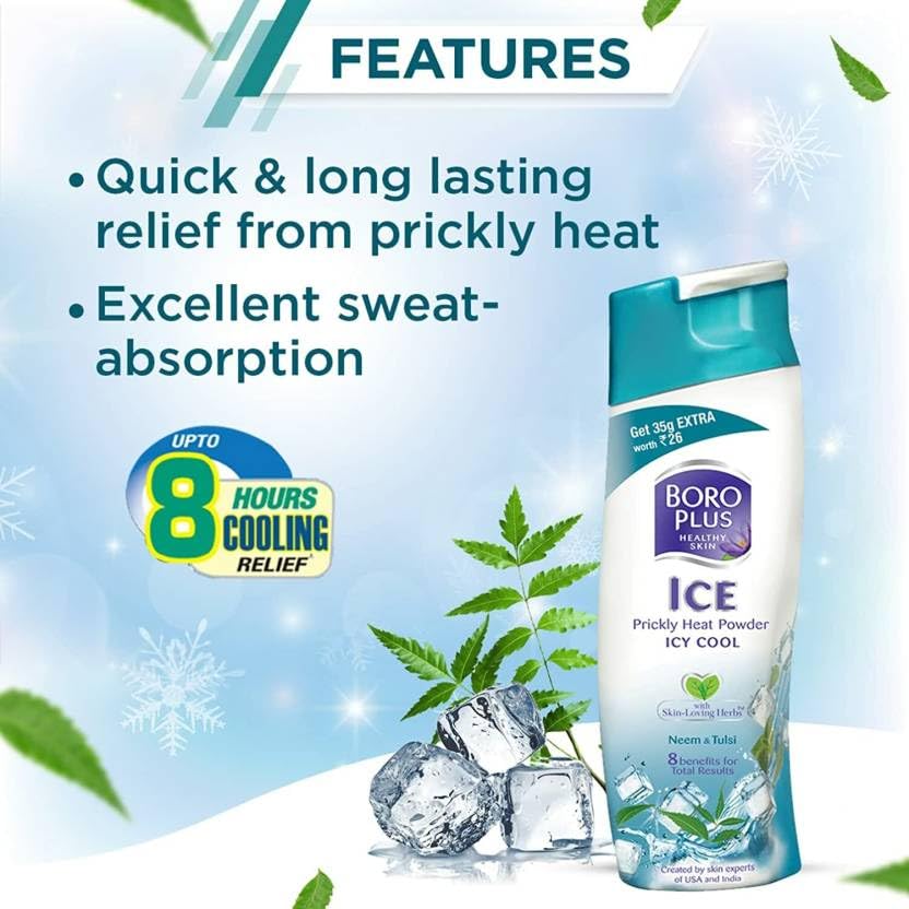 Image of BOROPLUS Prickly Heat Ice Cool Powder- 2 x 150g+35g Packs(2 x 185 g)