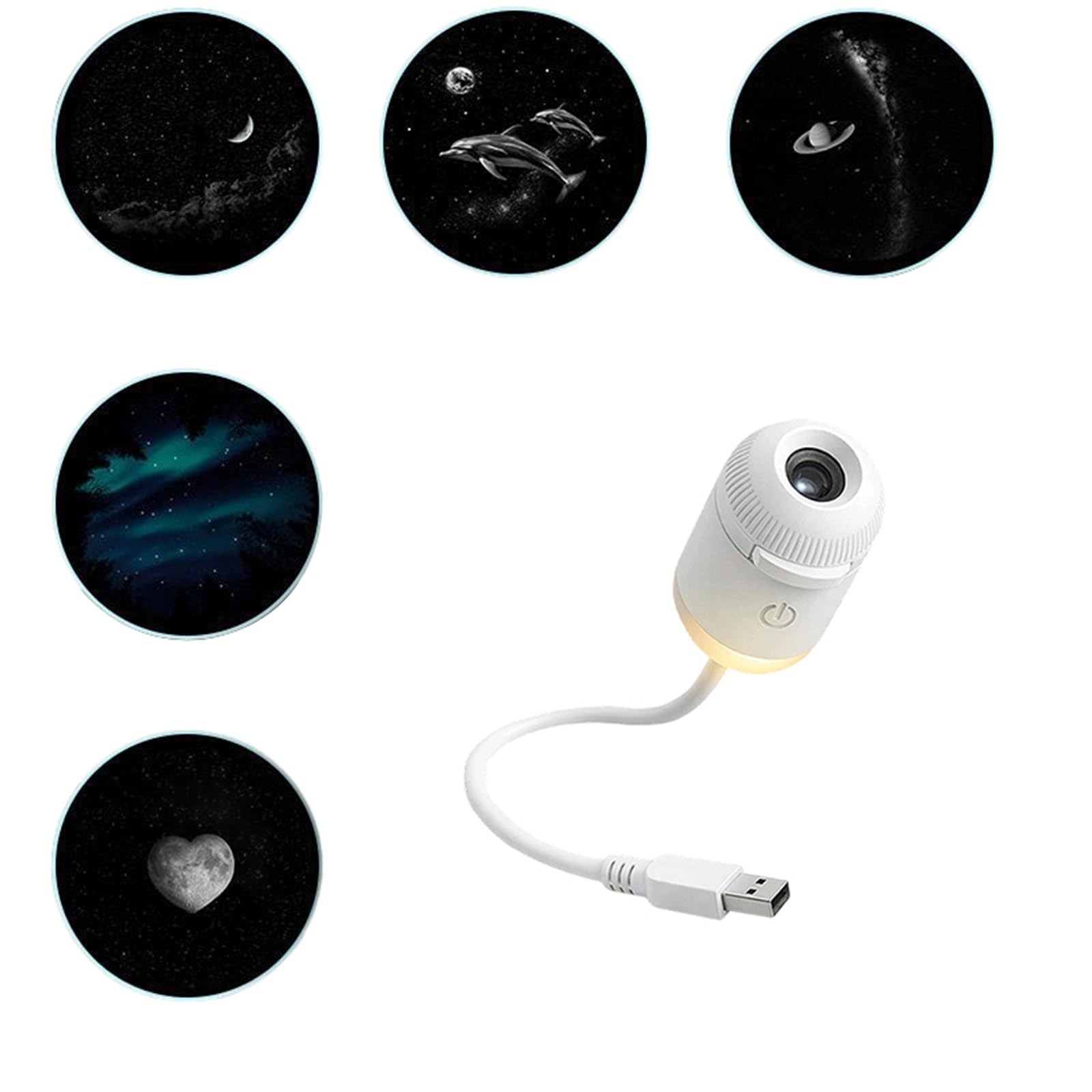 Lampka nocna do projektora Mini Galaxy Star 2 w 1 - Regulowana jasność dla otoczenia i samochodu (5 slajdów lampa dotykowa A)