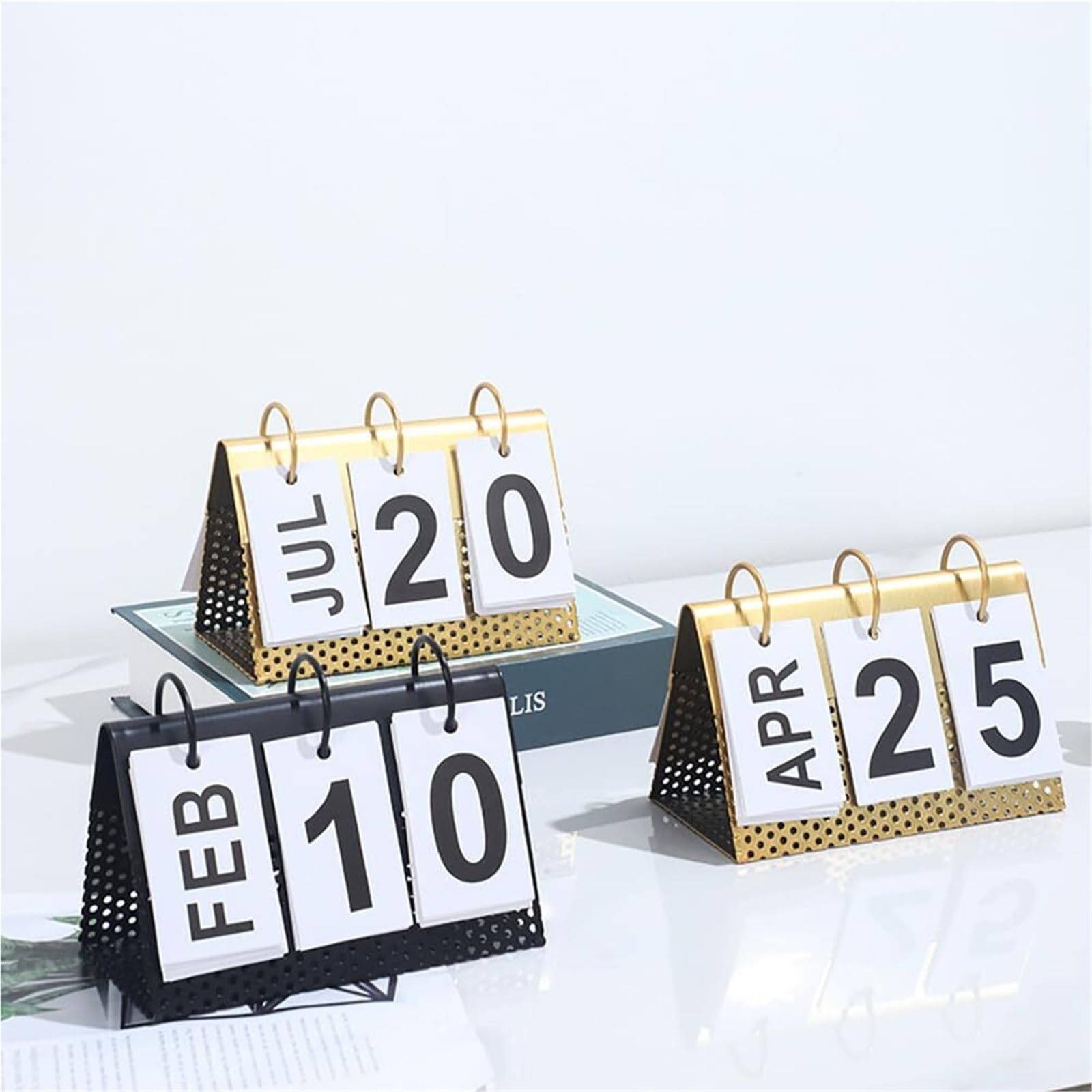 Tischkalender, stehend, mit großem Display, ewiger Kalender, Vintage-Stil, ideal für Schreibtisch, Büro oder Kabine.
