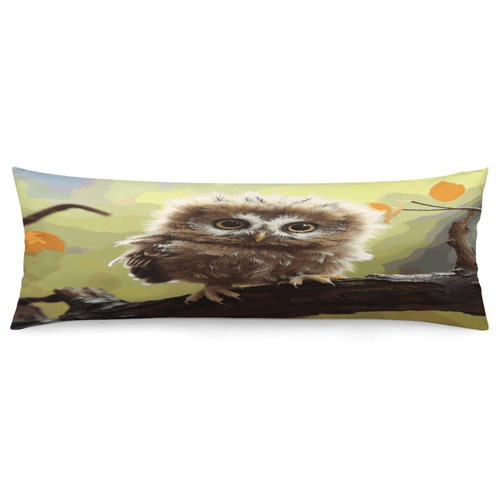 Real Cute Baby Owls Body Pillow Cover Long Body Pillow Pillowcase with Hidden Zipper Ultra Soft Polyester Pillow Cases Breathable & Silky Long Pillows Case Cover 19x53 in