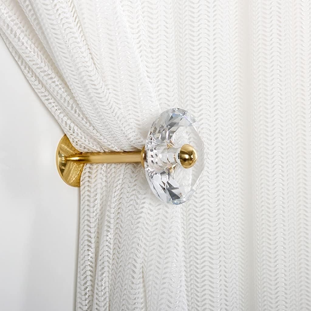 Embrasses de Rideaux, Crochets de Rideaux en Laiton et Cristal Artificiel, Attaches décoratives pour Rideaux, Crochets muraux pour Rideaux, Crochets décoratifs (Lot de 2),Set of 2
