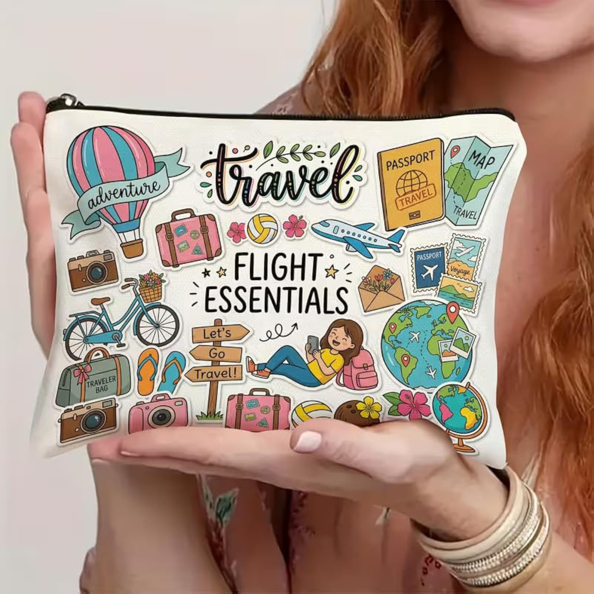 Unisex Travel Printed Canvas Zipper Pouch