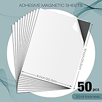 Vista 2 de Xuhal 50 hojas adhesivas magnéticas, hojas magnéticas negras con parte trasera adhesiva, papel autoadhesivo flexible, fácil de cortar