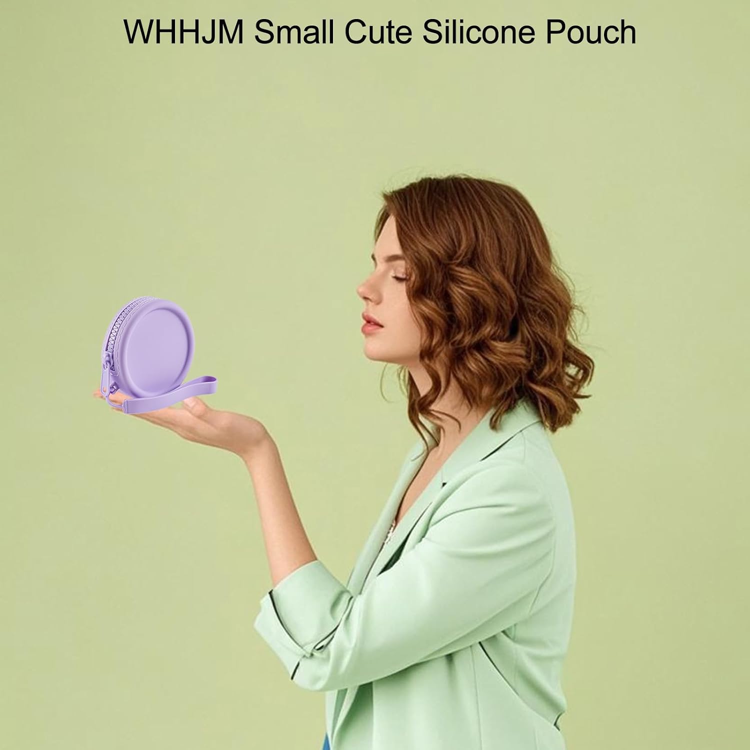 Small Silicone Makeup Bag for Women Round Purse Essentials Portable Cosmetic Accessories Organizer Small Travel Kit Storage Pouch (Purple) image 4