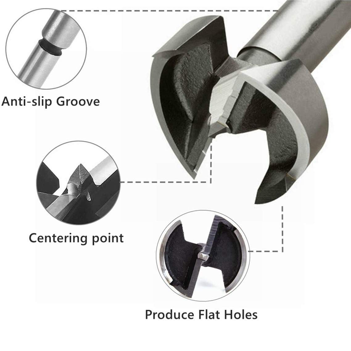 Nisorpa Forstner - Set di 16 punte per trapano Forstner, 6-54 mm, per lavorazione del legno, per legno, per lavorazione del legno, mobili, fori per cerniere