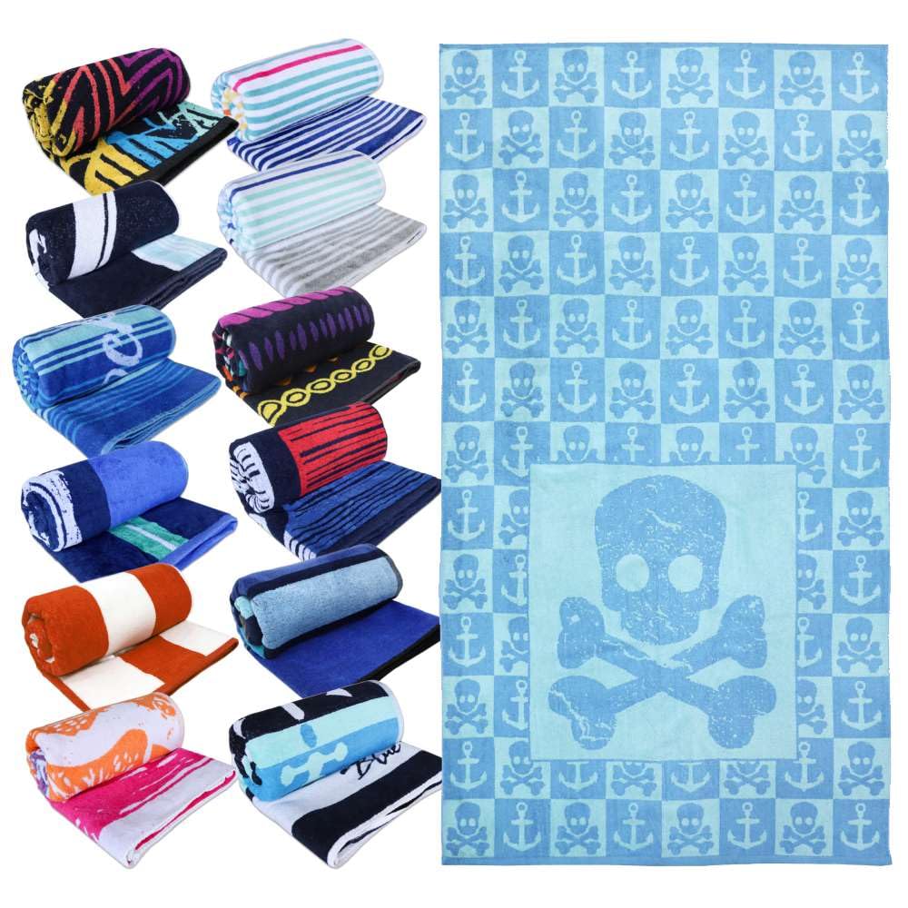 LEBENGOOD, Toalla de Playa, Grande, Piscina, Tumbona, Baño, Ducha, 100% Algodón Egipcio, Terciopelo, Rizo. ECOTOWEL, Absorbente, Suave, Secado, Hombre, Mujer, Niños y Niñas (90x165 Arday)