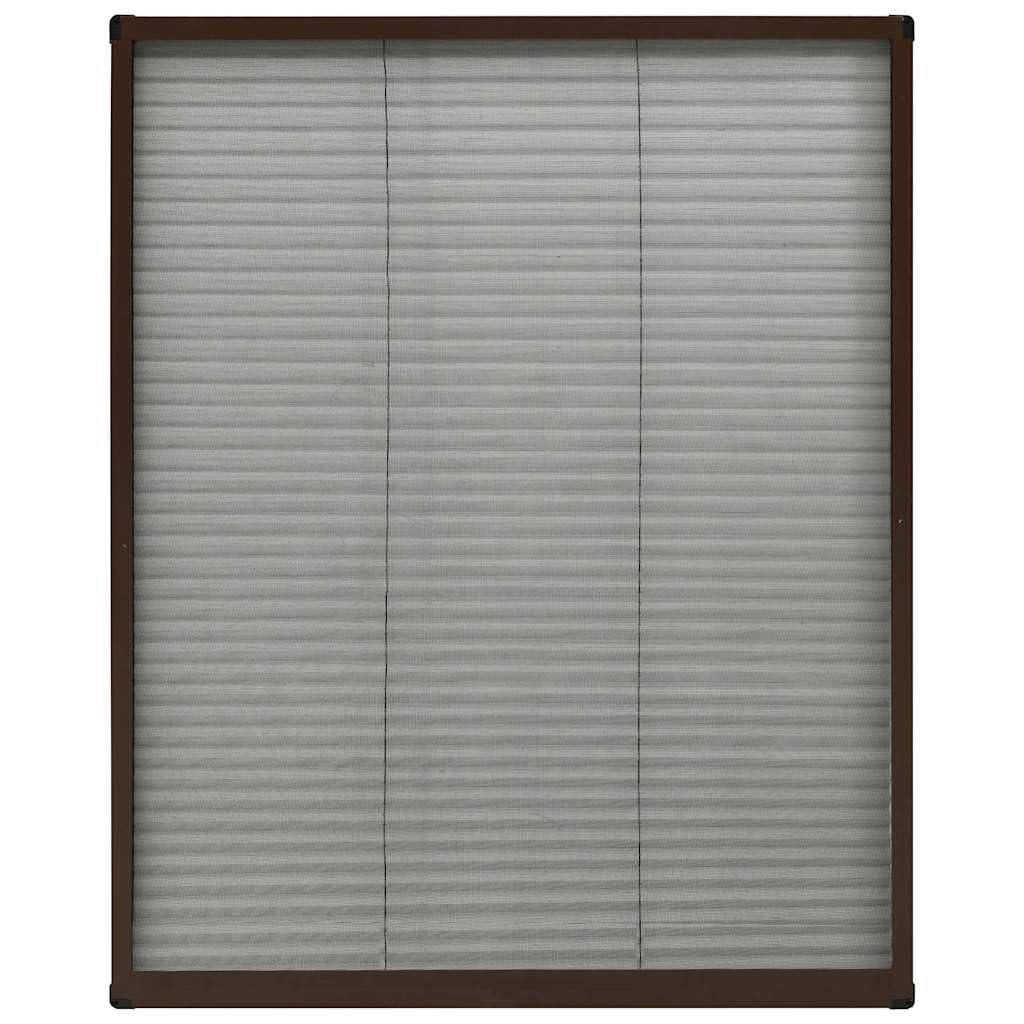 Insektenschutz-Plissee für Fenster 60x80 cm, Fliegengitter mit stabilem Aluminiumrahmen in Braun, strapazierfähiges Fiberglasgewebe in Schwarz für Dachfenster