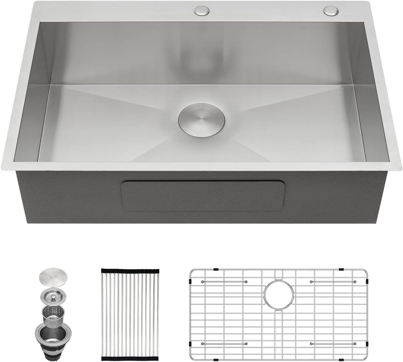 Dcolora 30 Inch Drop In Kitchen Sink Workstation 16 Gauge 304 Stainless ...