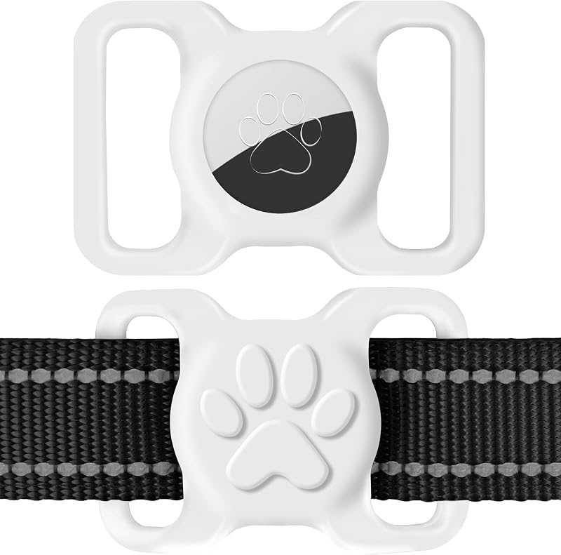 Suporte de Coleira para AirTag para Cães de Porte Grande e Extra Grande Dynmeow Branco