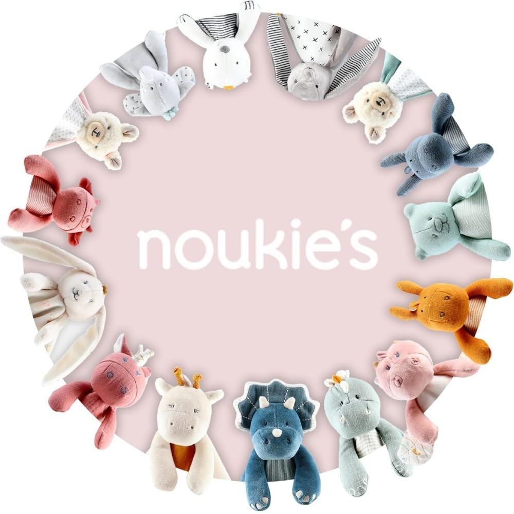 Noukie's - Zestaw 3 pasków Mix&Match - Organiczny szyfon - Ecru/Pink - Wzory kotów