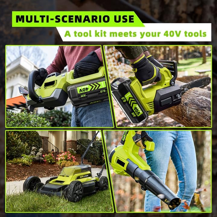 6.0Ah Battery and Charger Replace for Ryobi 40V Battery Compatible with Ryobi 40 Volt OP4026A OP4015 OP4040 OP40201 OP4050A OP40261 OP4030 OP4060 Power Tools (1PACK+Charger) - Image 6