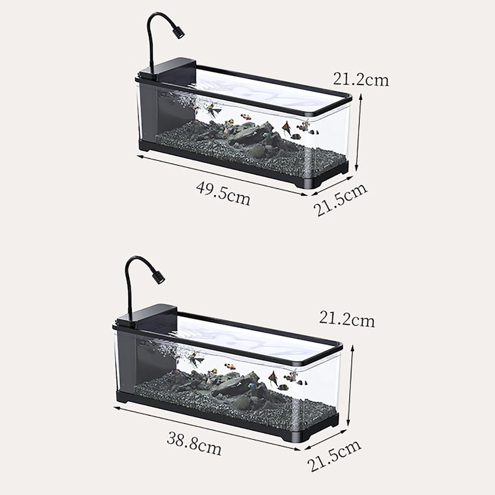 Aquarium avec Filtre Et LED, Aquarium Démarrage Poisson Rouge, Kit Débutant pour Poissons Rouges pour Poissons Betta, Tortues, Grenouilles Et Animaux Aquatiques(L)