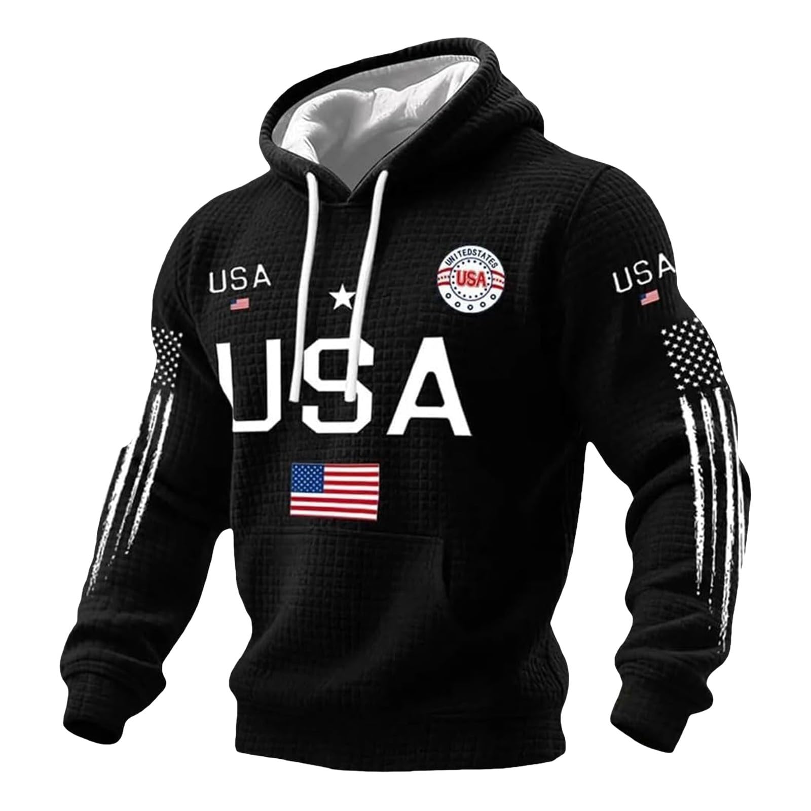 Camiseta de verano hombre estilo sudadera oversized con capucha de la bandera de EE. UU. 4