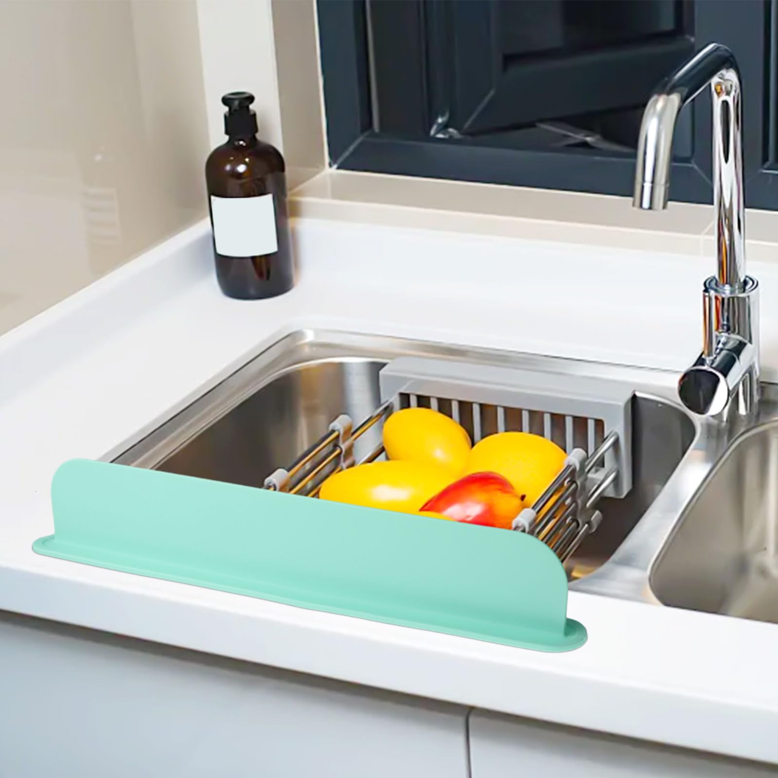 Paraspruzzi in silicone per lavello, paraspruzzi e piatti, per cucina, protezione per lavare i piatti, con paraspruzzi in silicone per la casa (grigio)
