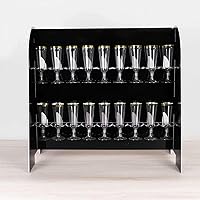 Vista 8 de Tableclothsfactory Estante para copas de vino de 2 niveles con acabado de espejo negro, soporte de espuma para 18 flautas de champán, 25 pulgadas