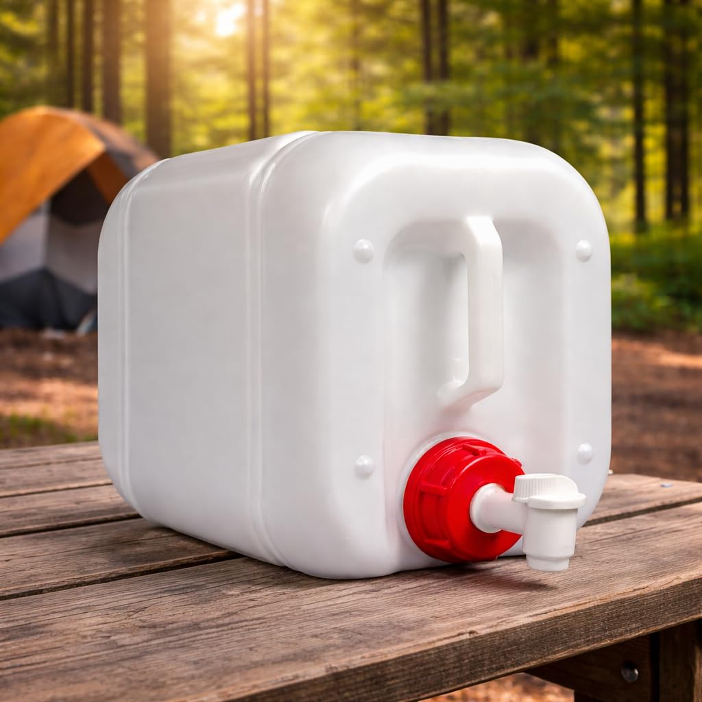 Bidon 30 Litros con Grifo Plástico | Bidon Rectangular Apto para Uso Alimentario, Reutilizable | Garrafa Agua con Cierre Hermético, Cómoda, Fácil de Usar | Para Camping o Cocina