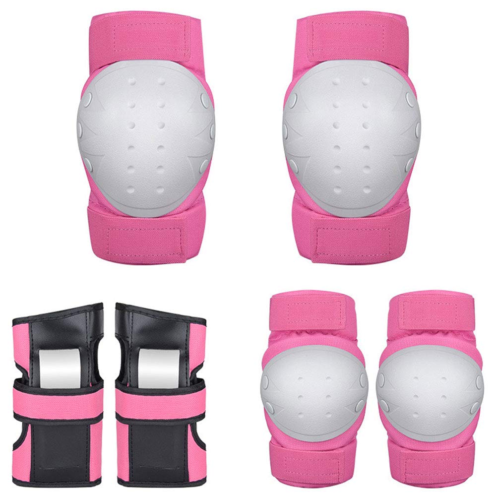 TOPINCN Adults Kids Knee Pads Elbow and Wrist Pads Set with PP Shell Protective Gear for Skateboarding Cycling and Ice Skating (Pink #15)