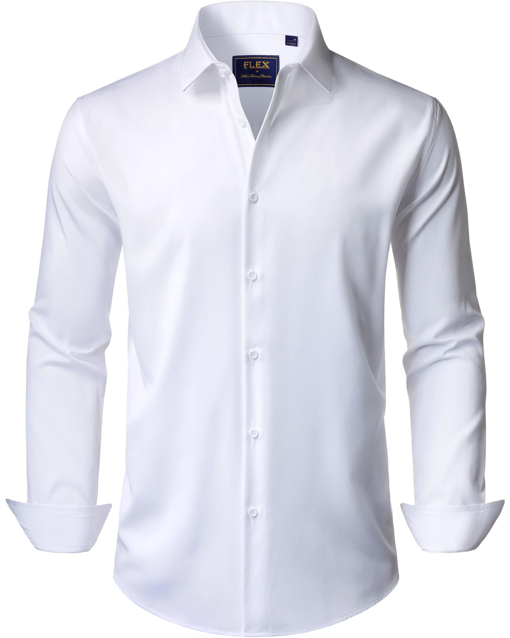 J VER Mens Dress Shirts Stretch Long Sleeve Formal Shirt Solid Business Casual Button Down Shirts for Wedding