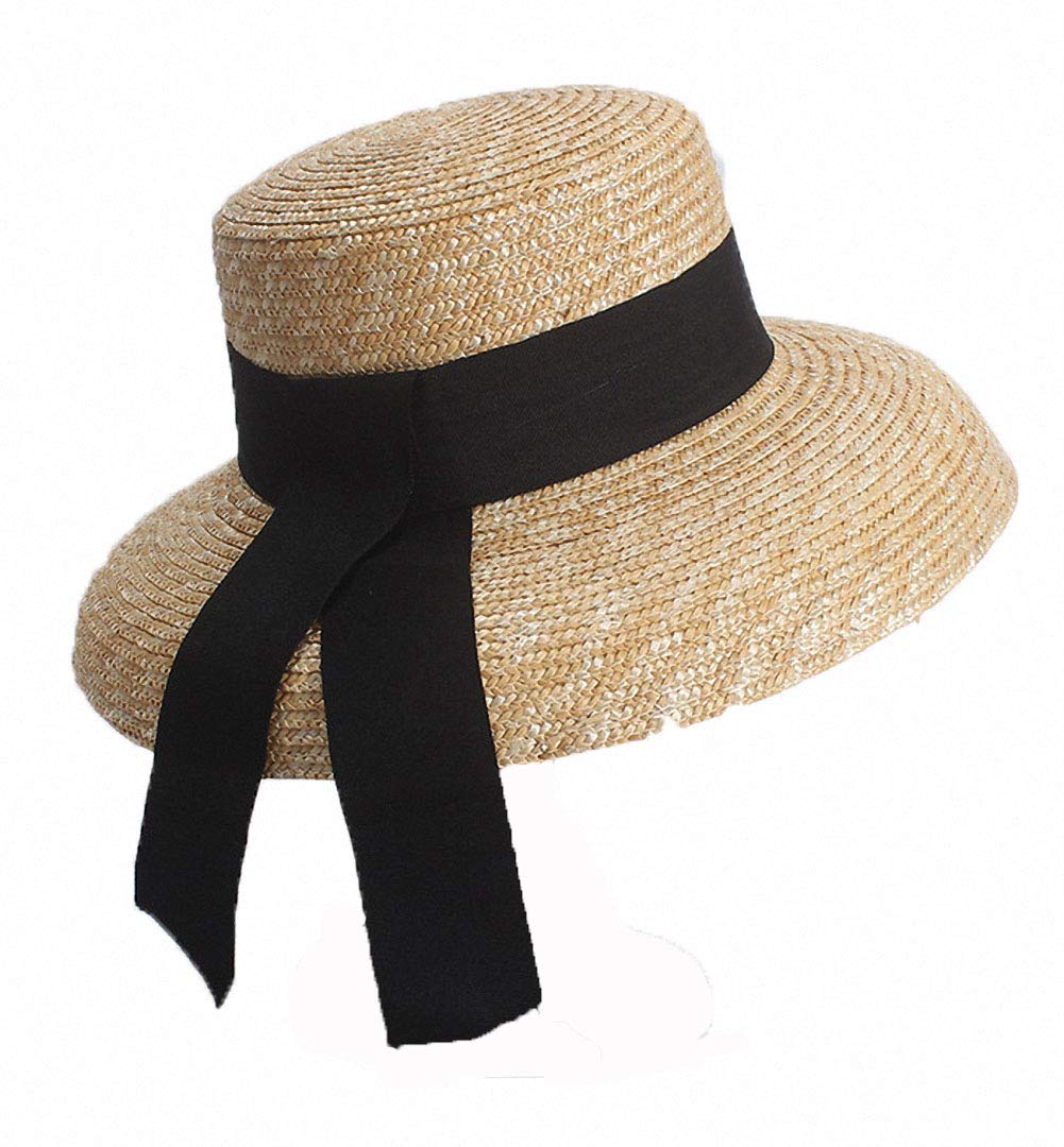 Ulalaza Women's Wide Brim Braided Sun Hat UPF 50+ Sun Protection Floppy Summer Beach Cap Straw Hat