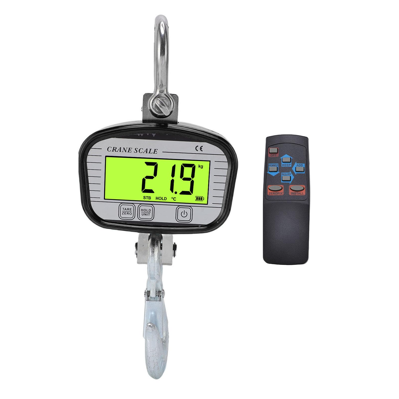 Báscula de Grúa Digital, Báscula de Gancho Electrónica Retroiluminada LCD OIML Clase 3 de Alta Precisión con Control Remoto, para Sitio de Construcción de Fábrica Agrícola (2000KG)