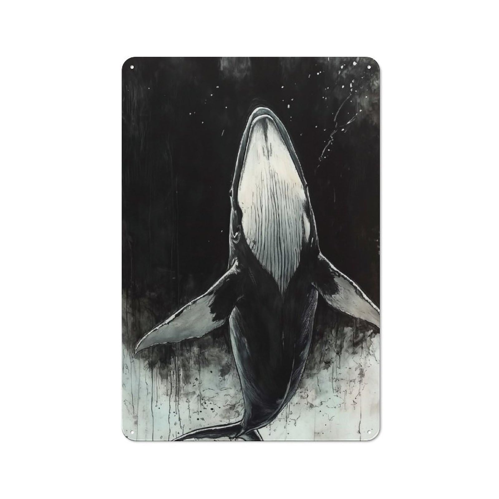 Junmoney Whale In The Deep Vintage Tin Sign 30X20cm For Hobby Room Or Studio, A New Home Present For Creative Interior Collectors