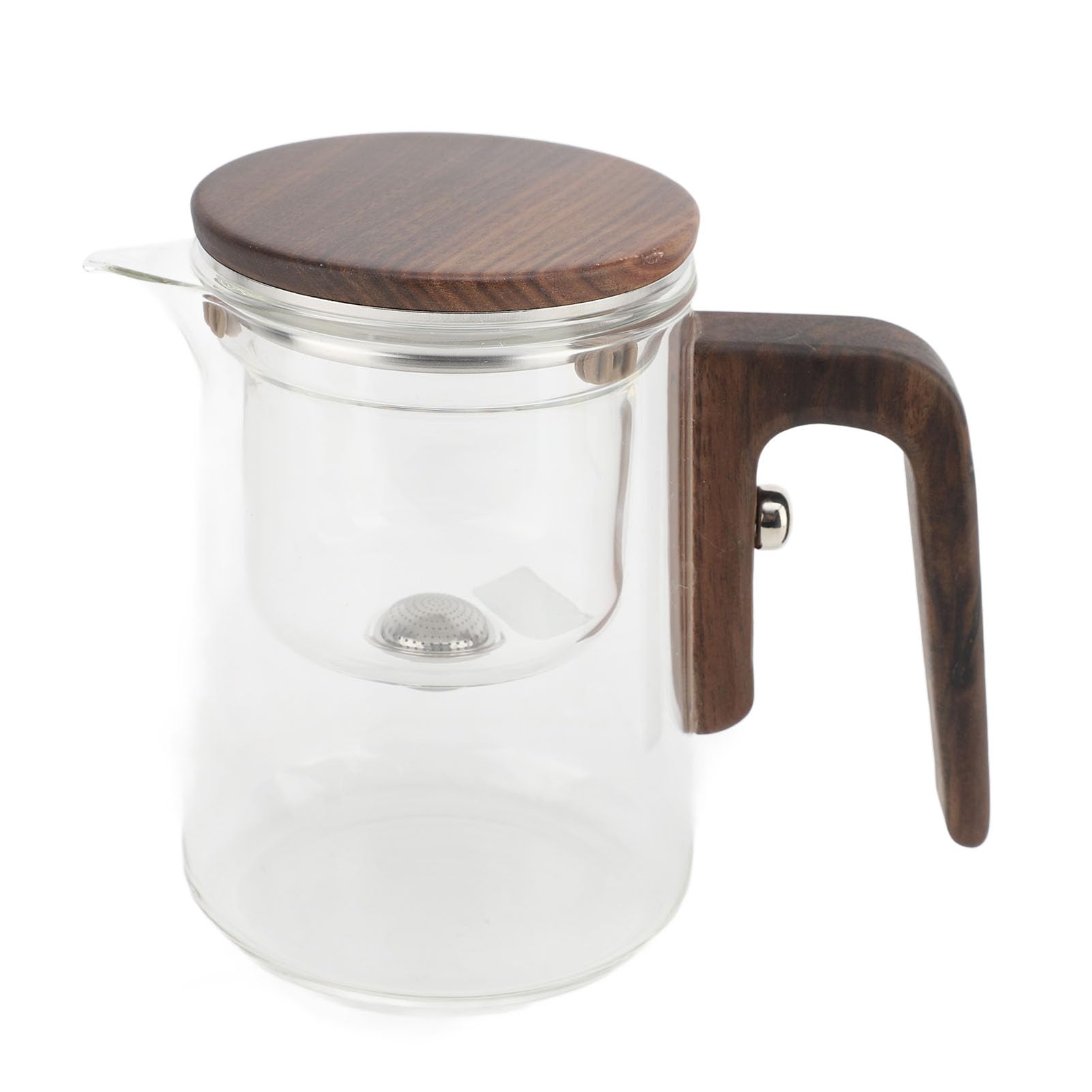 Tnfeeon Tetera de Vidrio Transparente de 600 Ml, Control de Botón de Bloqueo Magnético con Filtro de Acero Inoxidable, Perfecta para Preparar té de Hojas Sueltas en Casa u Oficina