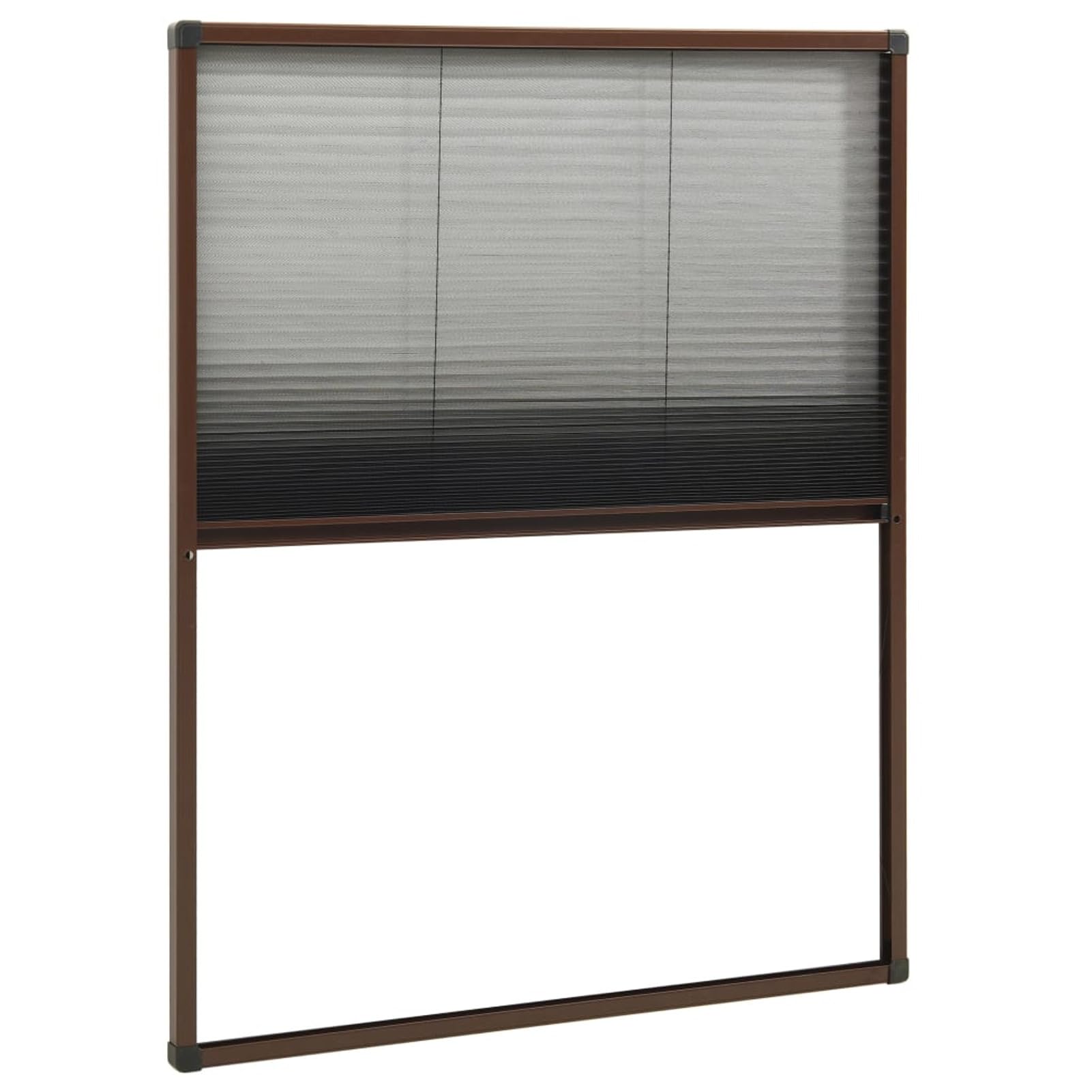 ZEYUAN Insektenschutz-Plissee für Fenster, Fliegengitter Fenster, Fliegenschutz Fenster, Pollenschutzgitter Fenster, Insektengitter Fenster, Insektennetz, Fensternetz, Aluminium Braun 80x100 cm