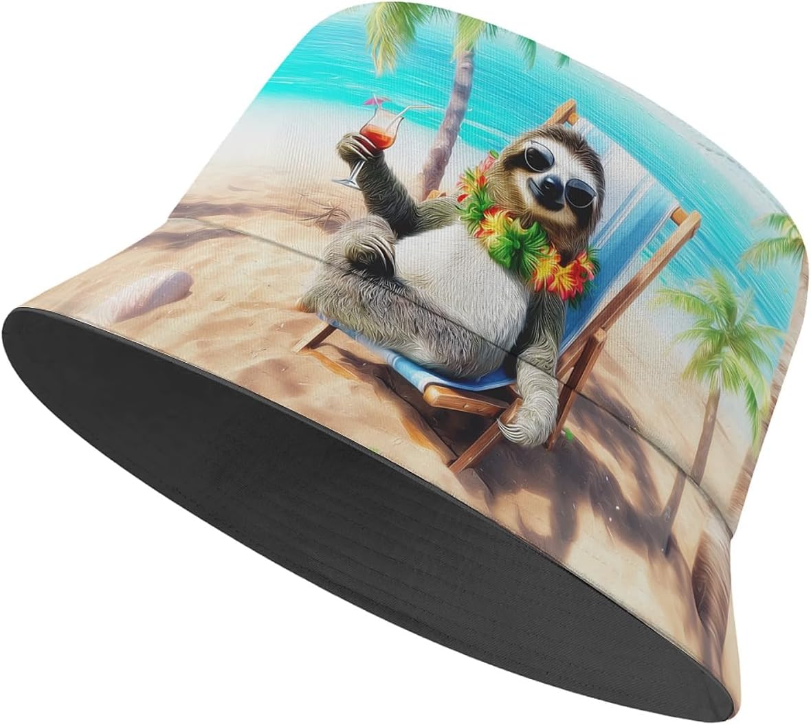 Amasnay Funny Bucket Hat Cotton Double-Side-Wear Reversible Sun Hat for Women Men, Summer Vacation Travel Beach Fisherman Hat