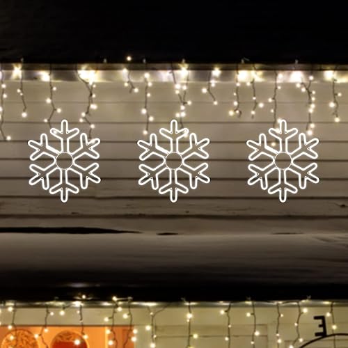 Miniatura 4 de [Grande 20 x 17 pulgadas] 480 LED superbrillantes con diseño de copo de nieve de neón LED blancos para decoración de Navidad al aire libre con