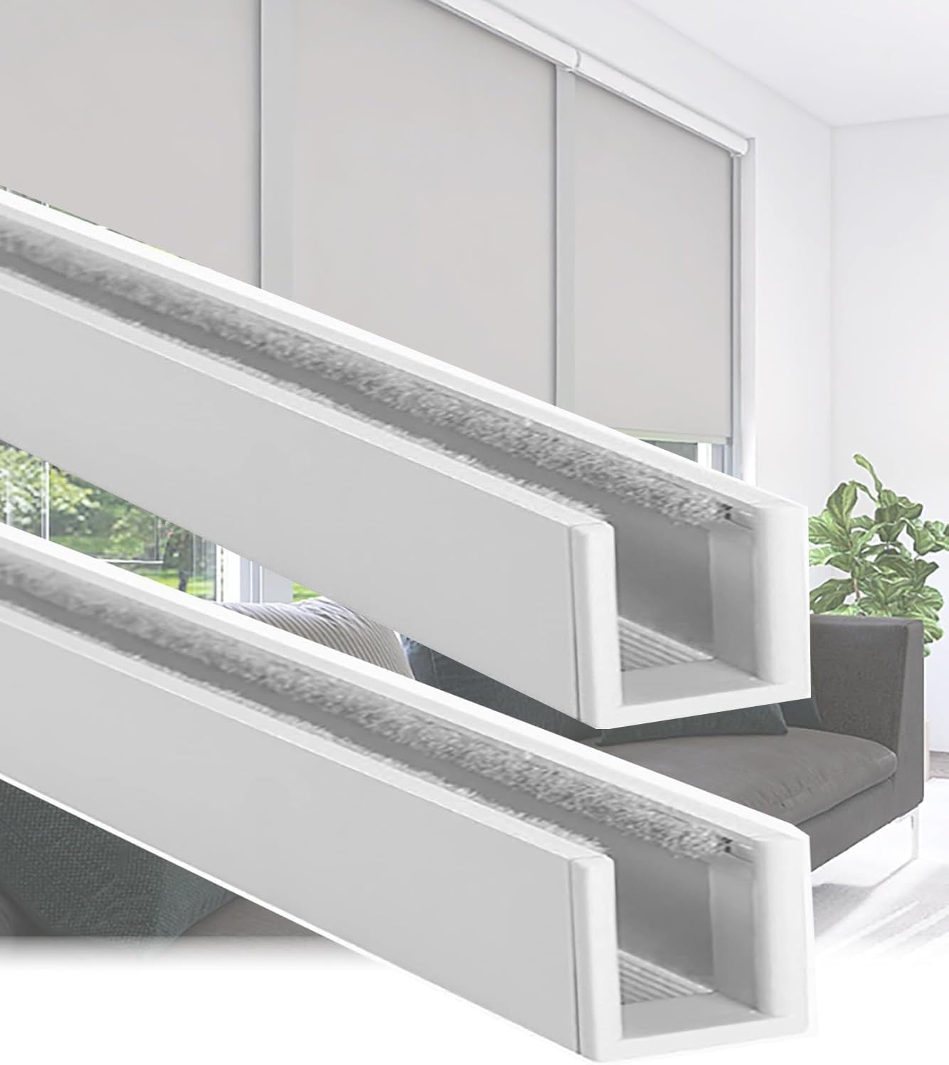 Blackout Strips for Blinds - Aluminium Light Blocking U Channel, 2 Pack Window Side Light Blocker for Curtains & Roller Shades, 60cm Cellular Shades Side Tracks (White)