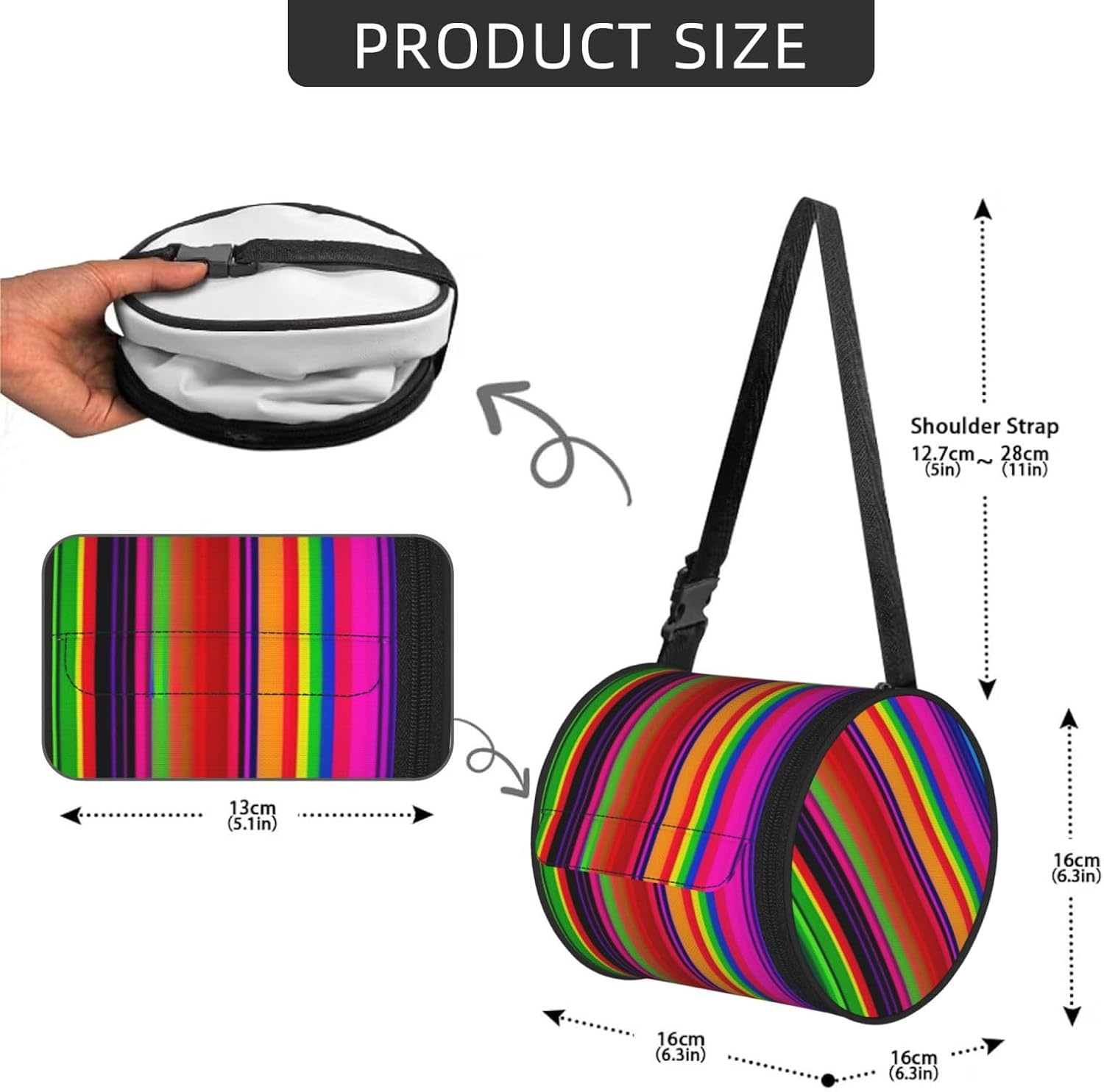 Colorful Mexican Stripes Hanging Toilet Paper Holder Waterproof Tissue Holder Cat Proof Roll Paper Case Cover Portable Foldable Roll Storage Bag with Adjustable Strap for Travel Car Camping Outdoor image 3