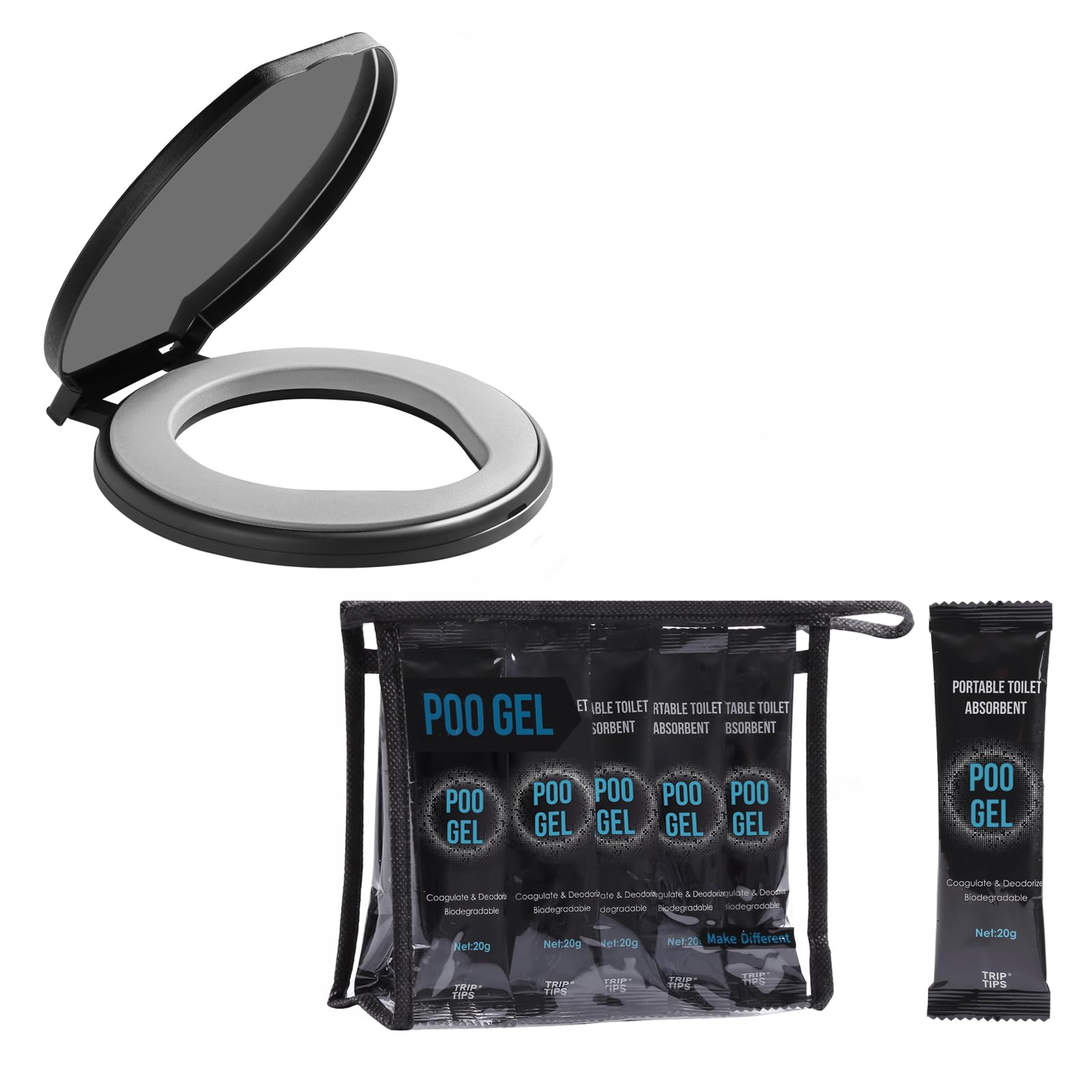 TRIPTIPSBucket Toilet Seat and Poo Gel for Portable Toilet 400g