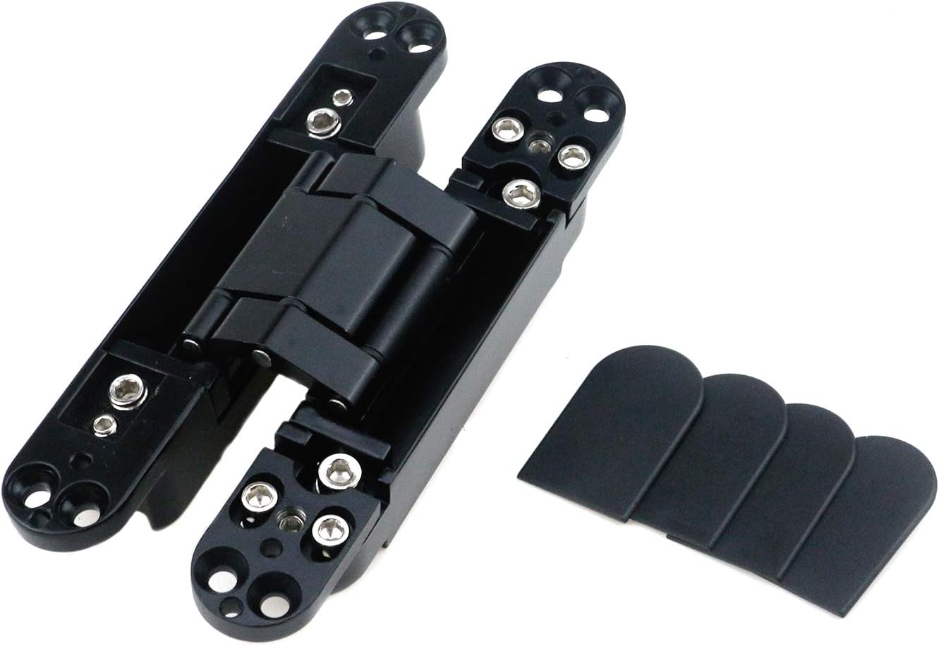 Coshar Heavy Duty Door Hinges Invisable Door Hinges Hidden Door Hinges 5.9 Inch 3 Way Adjustable Butt Hinge, 88lb Weight Capacity (Black, 2 Hinge)