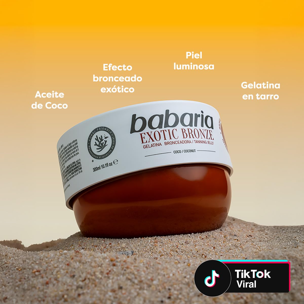 Babaria - Gelatina Abbronzante Cocco Bronzo Intenso | Acceleratore Abbronzatura | Idratazione | Resistente all'Acqua | Vegana | 300 ml