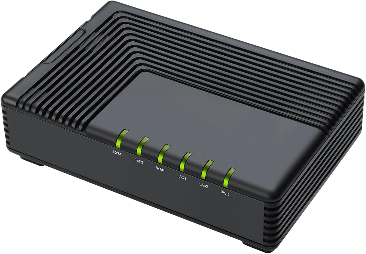 FLYINGVOICE FTA5102E2 Analog Telephone Adapter, 2 FXS Ports, 2 SIP Lines, 2 LAN Ports, 3-Way Conference, Supports FAX Over IP via T.38, T.30 FAX with G.711, ATA for SMEs, Hotel, Office, Call Center
