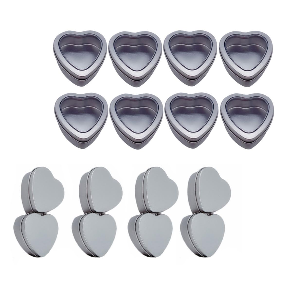 Scatola Portaconfetti in Latta a Forma di Cuore 24 Pezzi, Contenitore Creativo in Lamiera D'acciaio Argento, per Bomboniere e Conservazione Trasparente