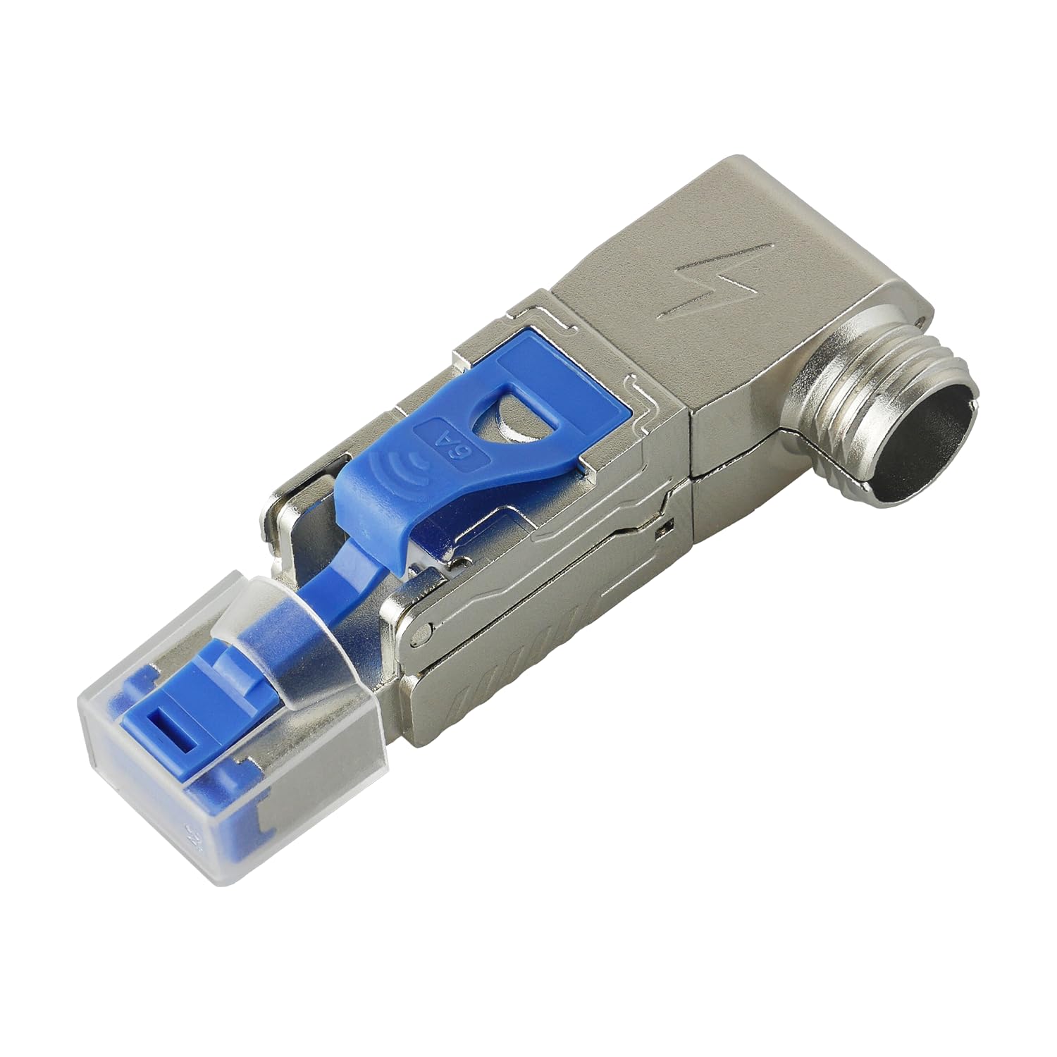 AIXONTEC 4 Stück RJ 45 Stecker Winkeladapter in 4 Winkel verstellbar Cat 6A Crimp Steckverbinder gewinkelt Werzeuglos für Cat.7 Verlegekabel LAN Netzwerk Anschluss 10 Gbit/s
