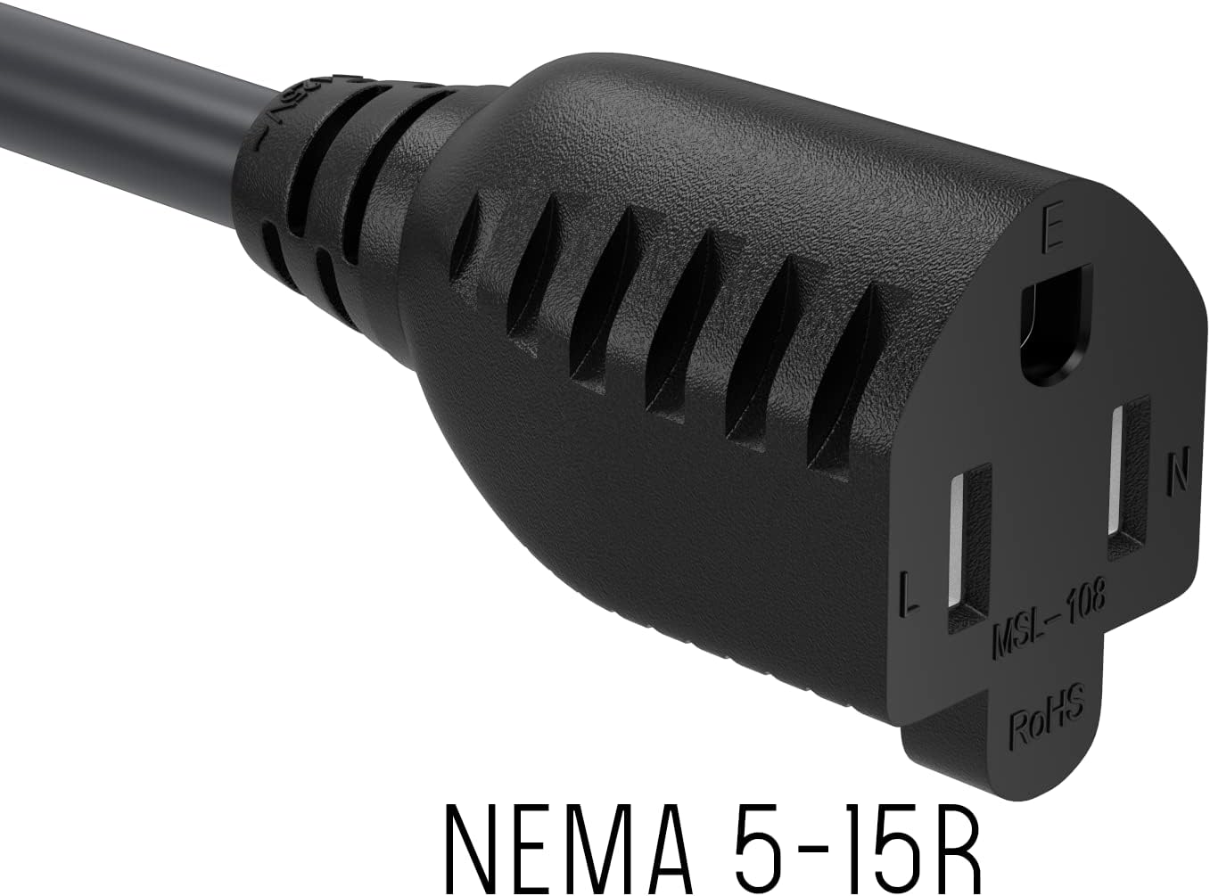 Cable Leader 50ft NEMA 5-15P to 5-15R Heavy Duty Power Extension Cord, 14AWG SJT 15A/125V, Outlet Extension Power Cable, NEMA 5-15R to 5-15P AC Power Cord, Black