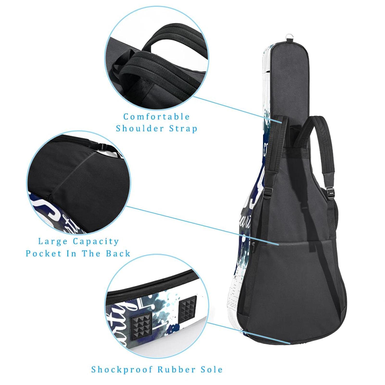42 Pollici Chitarra Acustica Borsa con Antiurto Spessa Imbottito Zaino Della Chitarra Per Basso Folk Classica Nota Musica