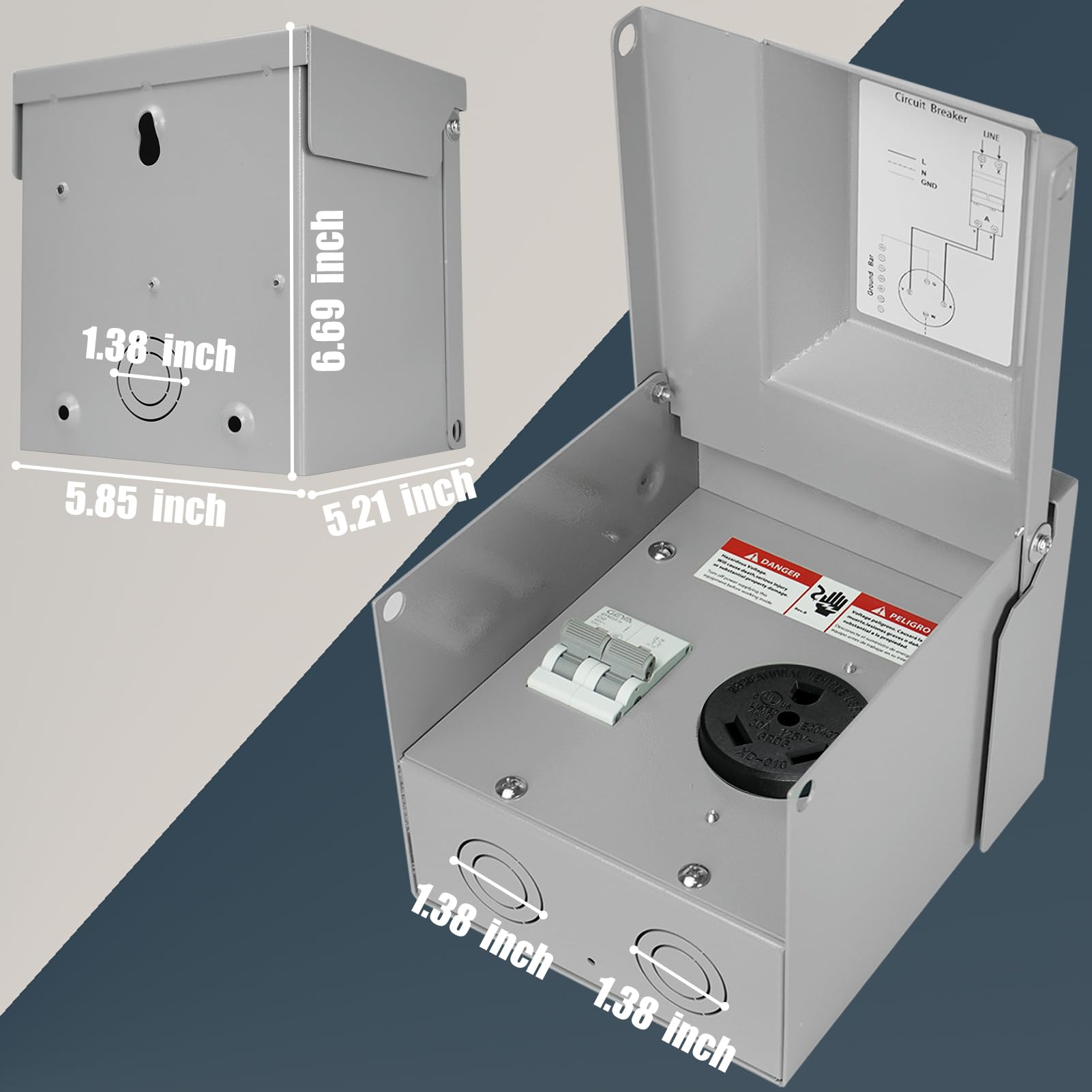 Panel de toma de corriente eléctrica temporal, resistente a la intemperie, caja de receptáculo de RV con interruptor de 30 amperios, panel exterior para caravana, coche, generador de viaje